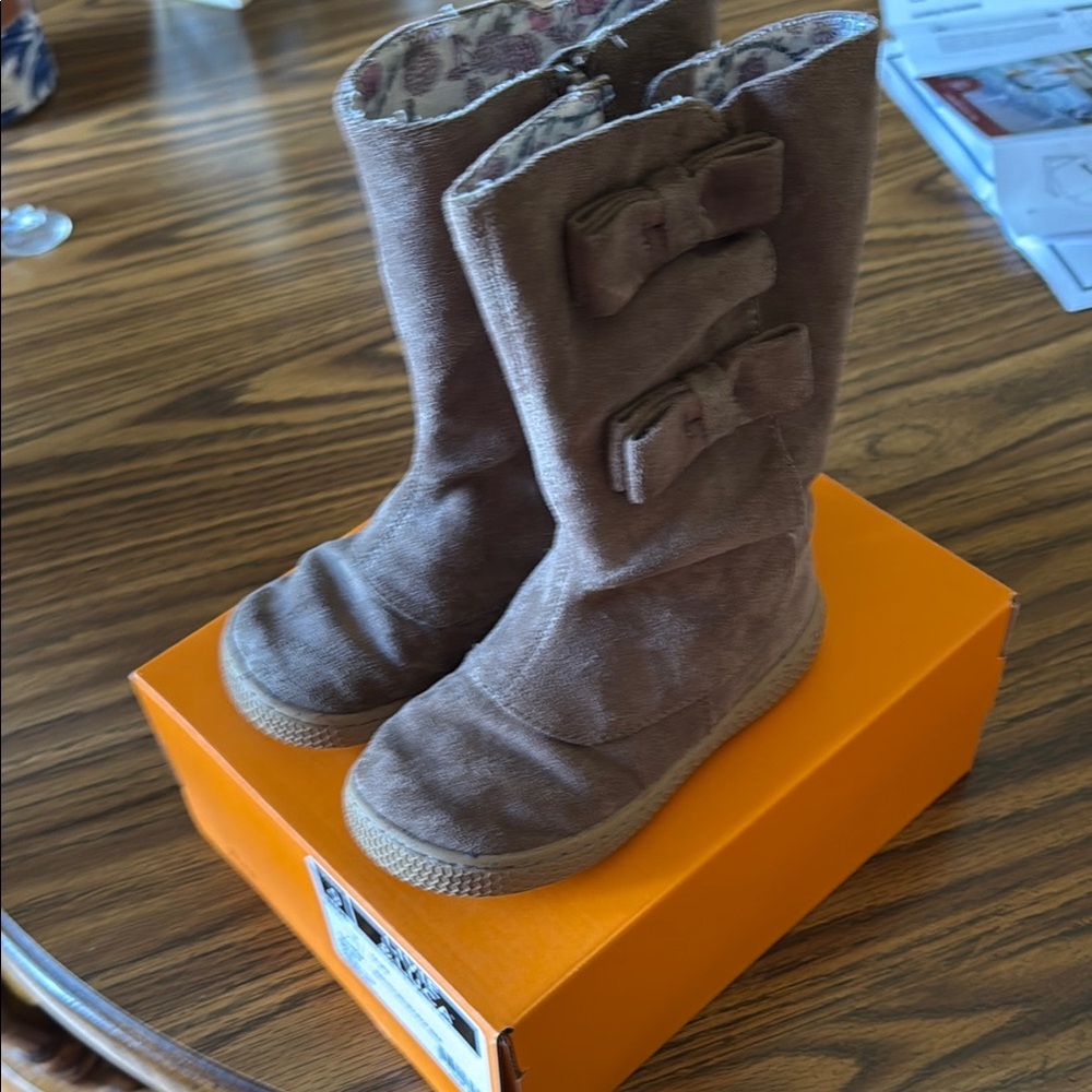 Livie and Luca Neve Taupe Boots with Bow Accents